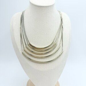 Chico’s Silver Tone Chain Multi Layered Necklace